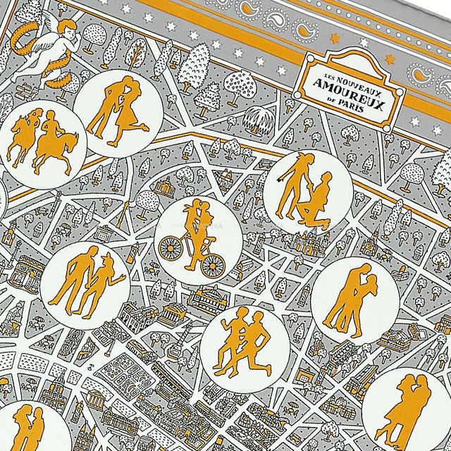 HERMES 【パリの恋人たち】カレ40 シルク　スカーフ HERMES - HERMES(エルメス) スカーフ美品 カレ40 ピンク×白