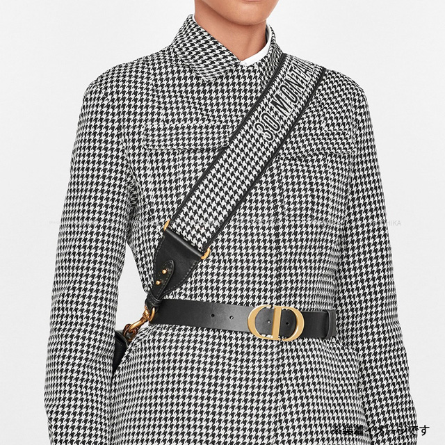 Christian Dior クリスチャンディオール ショルダーストラップ 30モンテーニュ 千鳥格子 黒(ブラック)/白(ホワイト)  コットン/カーフ アンティークゴールド金具 S8540CMPN_M081 新品
