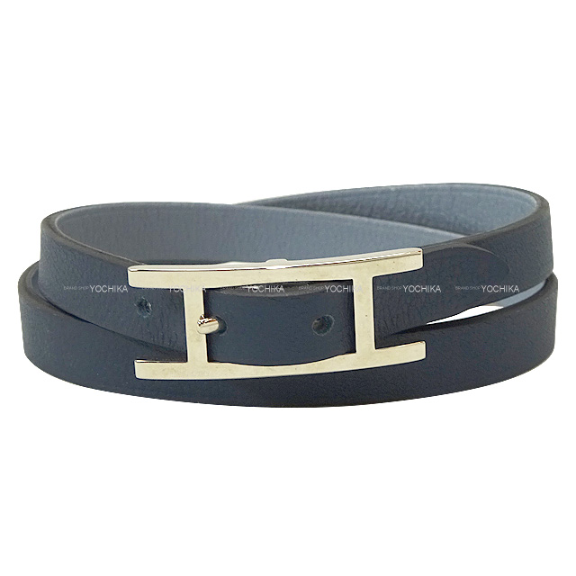 HERMES エルメス ブレスレット ビーアピ ドゥブルトゥール #M ブルーリン (ブルーラン) /ブルーインディゴ スイフト/ヴォーシャモニー シルバー金具 新品同様【中古】 HERMES エルメス ブレスレット ビーアピ ドゥブルトゥール #M ブルーリン (ブルーラン) /ブルーインディゴ スイフト/ヴォーシャモニー シルバー金具 新品同様【中古】