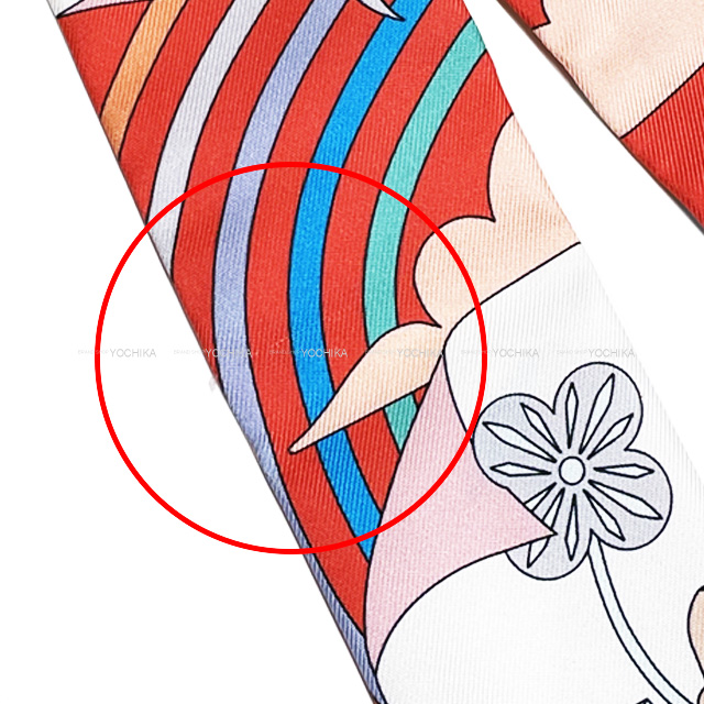 2022年春夏 新作 HERMES エルメス スカーフ ツイリー 空飛ぶカレ グレナデン/白(ホワイト)/ブルー シルク100％ 新品