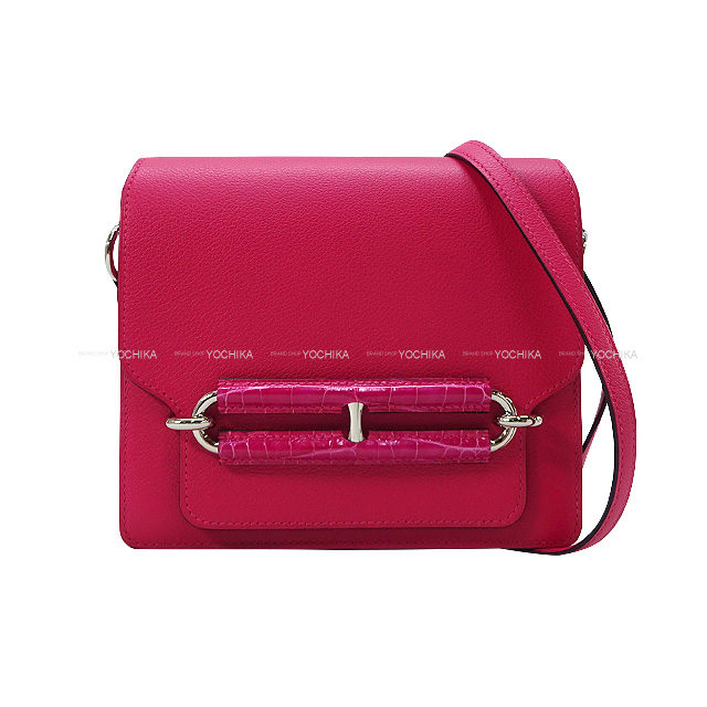 HERMES エルメス ショルダーバッグ サック ロウリス(ルリ) 18 ミニ タッチ ローズメキシコ  エバーカラー(エヴァーカラー)/クロコダイルアリゲーターマット シルバー金具 Z刻印 新品