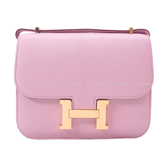 HERMES エルメス ショルダーバッグ コンスタンス3 ミニ 18 モーヴシルベストル シェーブルミゾル ローズゴールド金具 U刻印 新品同様【中古】