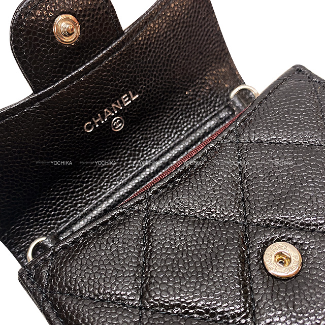 CHANEL シャネル チェーンウォレット(WOC) ココマーク マトラッセ ミニ チェーンウォレット 黒(ブラック)/ボルドー  グレインドカーフ(キャビアスキン) シルバー金具 AP0238 新品