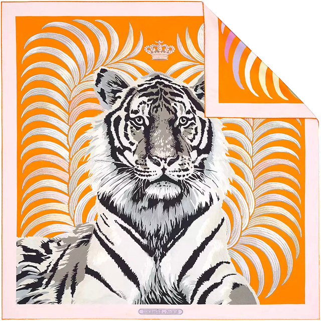 エルメス スカーフ カレ90 ダブルフェイス 王者の虎 Tigre Royal
