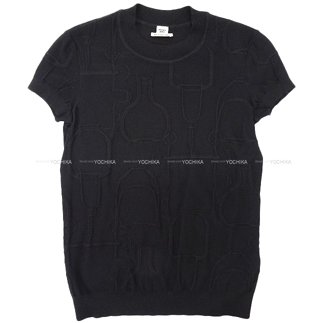 2021プレ春夏【エルメス】 Circuit24 マイクロニットTシャツ 黒S HERMES エルメス ニット 半袖ニット TORSADES 黒(Black) シルク