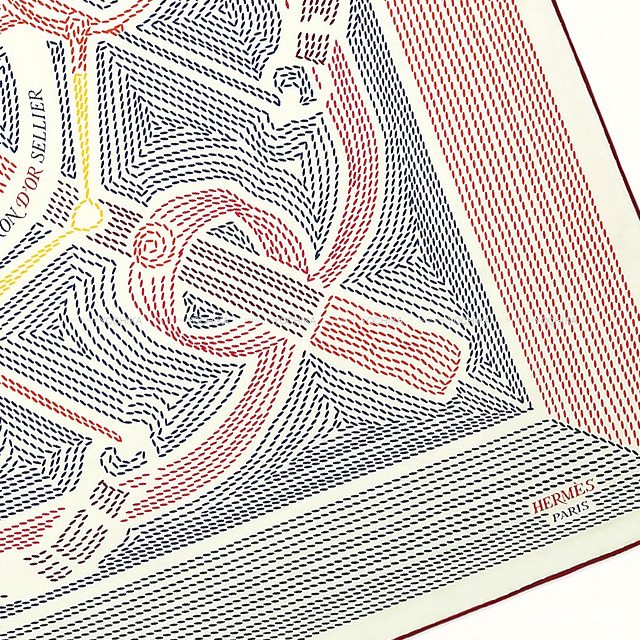 エルメス カレ70 スカーフ エプロンドールセリエ ブルーノワール/ローズ/ヴェ