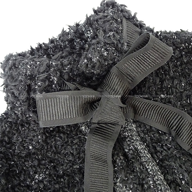 CHANEL シャネル ココボタン付 リボン プードル ツイード ショート