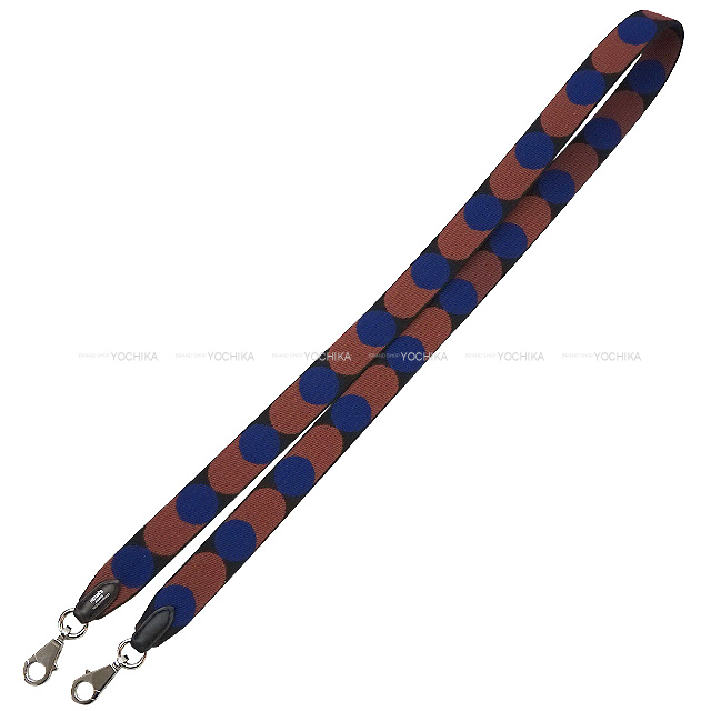 HERMES エルメス ショルダーストラップ バンドリエール 25mm 70cm フリッパーボール 黒 (ブラック)/ブルーサフィール  トワル/スイフト シルバー金具 Z刻印 新品同様【中古】