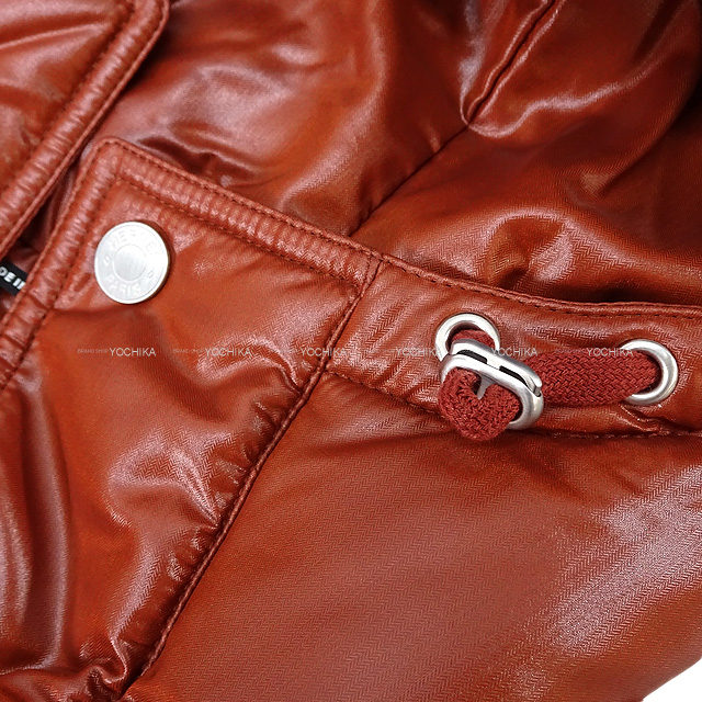 HERMES エルメス ダウンベスト メンズ クルードセル フード付 コート #46 ルージュバスク シルバー金具 新品