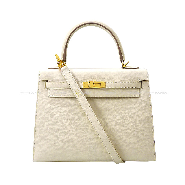 【恵比寿明治通り店】HERMES エルメス ショルダーバッグ ケリー25 外縫い クレ エプソン ゴールド金具 D刻印 新品同様【中古】