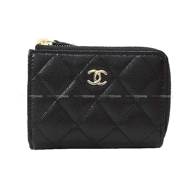 CHANEL シャネル 三つ折り財布 マトラッセ スモールウォレット 黒 ...