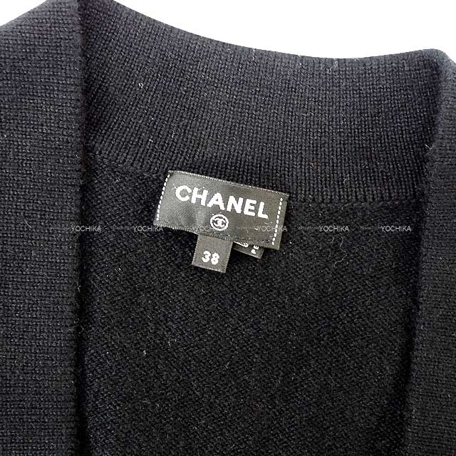 2022年 秋冬 CHANEL シャネル カーディガン ココマーク No.5 パフューム フラワーデザイン ボタン #38 黒 (ブラック)  カシミヤ/ポリウレタン シャンパンゴールド金具 P73102 新品