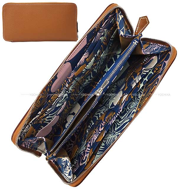 新品同様✨【HERMES】エルメス　アザップ　長財布　ネイビー HERMES エルメス ラウンドファスナー 長財布 アザップ シルク