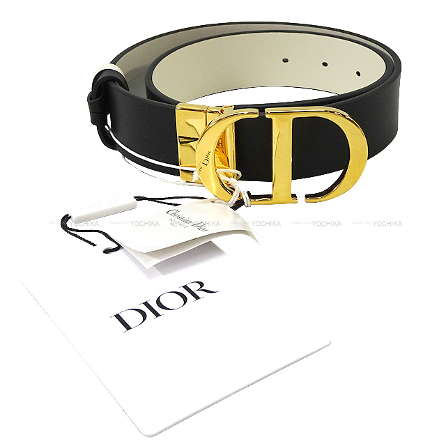 Dior ディオール ベルト リバーシブル モンテーニュ 30 #75 黒/白