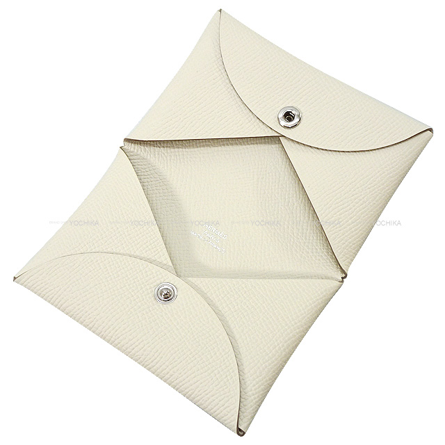 HERMES エルメス カードケース カルヴィ クレ エプソン シルバー金具 U