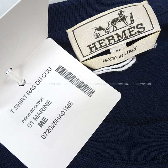 HERMES エルメス 半袖Tシャツ メンズ ポケット付 H刺しゅう #M