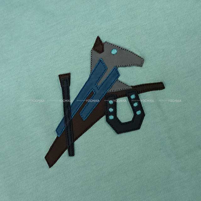 ヤ*カ様 エルメス コットン Tシャツ L メンズ ブルー レザーパッチ 898000002867000-2_1200x.jpg?v=