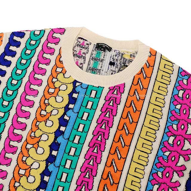 極美品！CHANEL シャネル アームウォーマー ニット チェック柄 CCロゴ入 極美品！CHANEL シャネル アームウォーマー ニット チェック柄