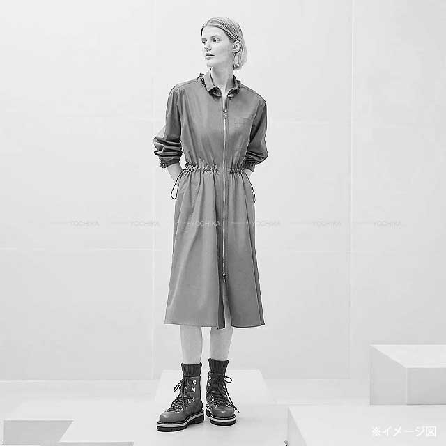 HERMES エルメス ドローストリングドレス 半袖 ワンピース コットン/シルク ブラック 40サイズ 2024SS Apparel