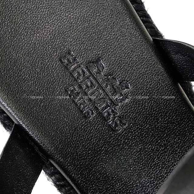 HERMES エルメス サンダル エスパドリーユ イ＃37 黒 (ブラック