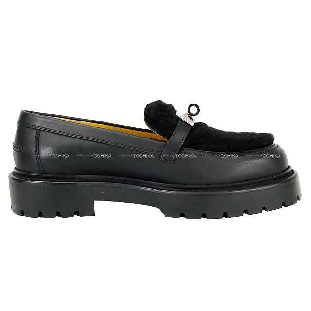 HERMES エルメス モカシン アイコン ケリーベルト ＃38 黒