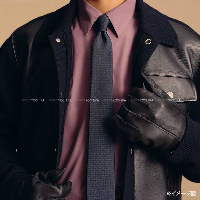 エルメス/レザーネクタイ/ハンドステッチ/ブラックの高価買取