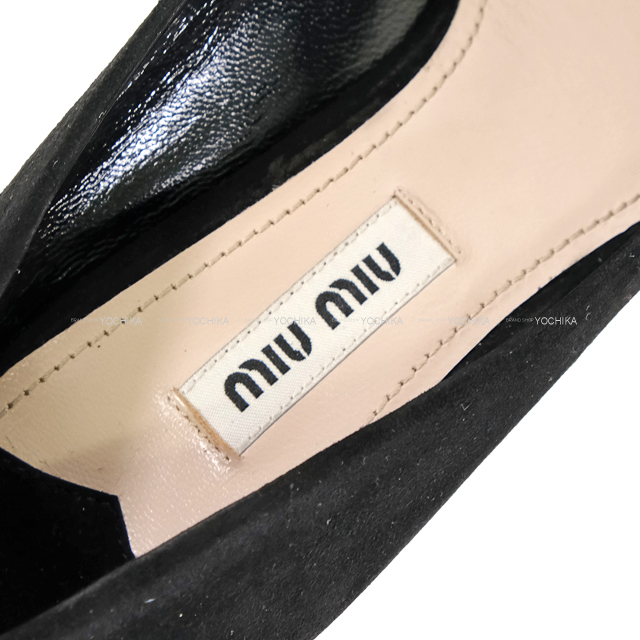 Miu Miu ミュウ ミュウ パンプス ビジュー チャンキーヒール 黒