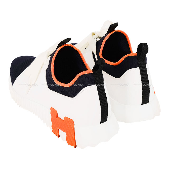 美品 HERMES スニーカー メッシュ オレンジ　エルメス ユニセックス HERMES エルメス スニーカー デパール 白/マリン/オレンジ