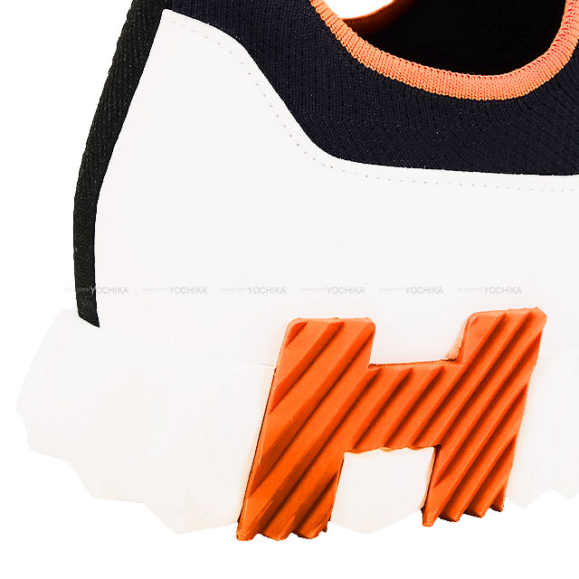 美品 HERMES スニーカー メッシュ オレンジ　エルメス ユニセックス HERMES エルメス スニーカー デパール 白/マリン/オレンジ