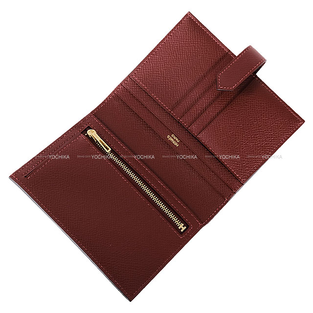 HERMES エルメス 二つ折り財布 ベアンコンパクト ルージュ