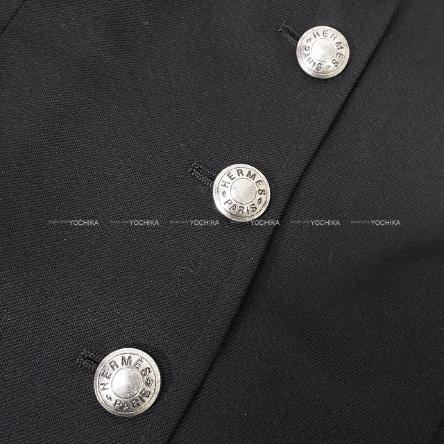 HERMES 美品 エルメス 乗馬ジャケット レディース カーキ系 黒