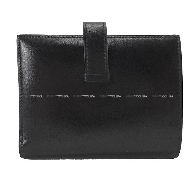 あんしん鑑定】HERMES ブラック 二つ折り財布 シタデル