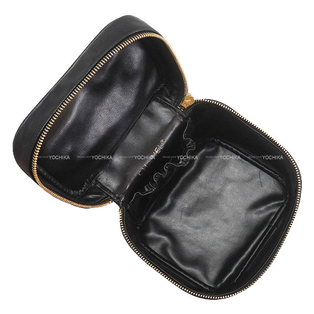 シャネル バニティバッグ ビコローレ ココマーク ゴールド金具 ラムスキン 黒 CHANEL シャネル ハンドバッグ ヴィンテージ ココマーク