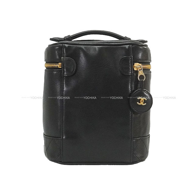 シャネル バニティバッグ ビコローレ ココマーク ゴールド金具 ラムスキン 黒 CHANEL シャネル ハンドバッグ ヴィンテージ ココマーク