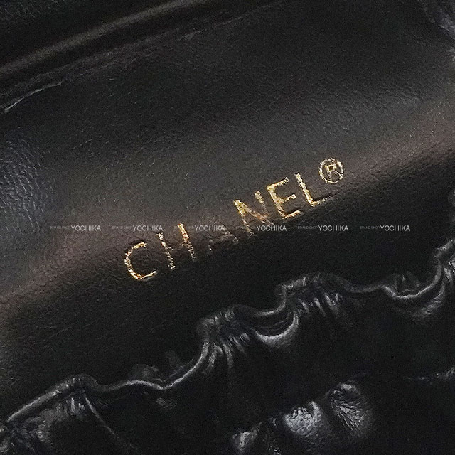 シャネル バニティバッグ ビコローレ ココマーク ゴールド金具 ラムスキン 黒 CHANEL シャネル ハンドバッグ ヴィンテージ ココマーク