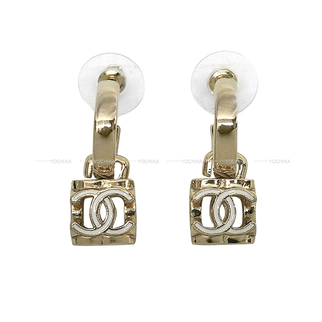 CHANEL シャネル ピアス フープ ダイス ココマーク シャンパン