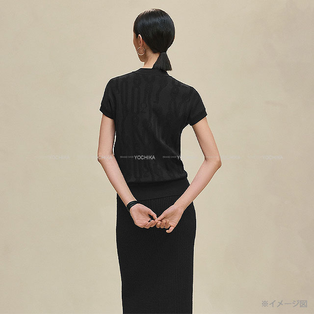 HERMES エルメス　シルクニット黒 2025年秋冬 新作 HERMES エルメス セーター ニット 半袖