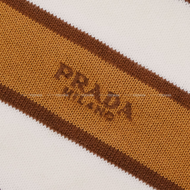 PRADA プラダ カーディガン ストライプ 半袖 キャメル/ベージュ