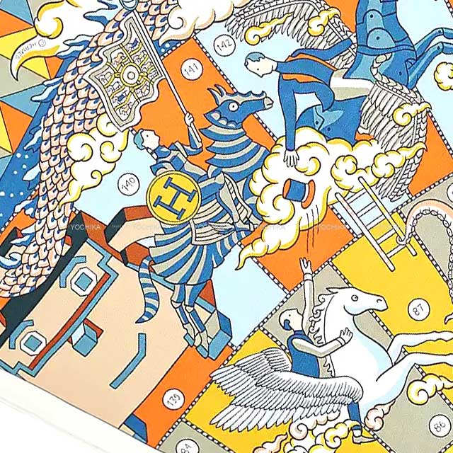 2021年秋冬 HERMES エルメス スカーフ カレ70 エルメスの叙事詩 白