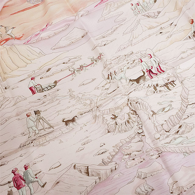 2005年 HERMES エルメス スカーフ カレ90 南極探検隊 シャクルトン卿へ