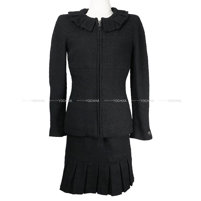 CHANEL/シャネル ベロア 上下セット ウール ジャケットスカートa_092 CHANEL シャネルウールベロアセットアップ