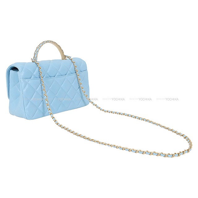 【中古】CHANEL ハンドバッグ ラフィア素材 マトラッセ ライトブルー 渋谷並木橋店】2023年秋冬 CHANEL シャネル ハンドバッグ