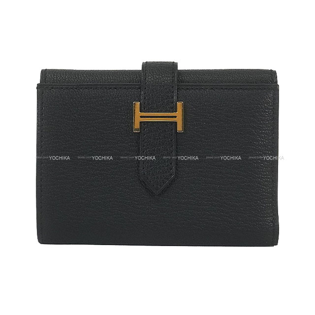 HERMES エルメス 三つ折り財布 ベアンコンビネ 黒 (ブラック