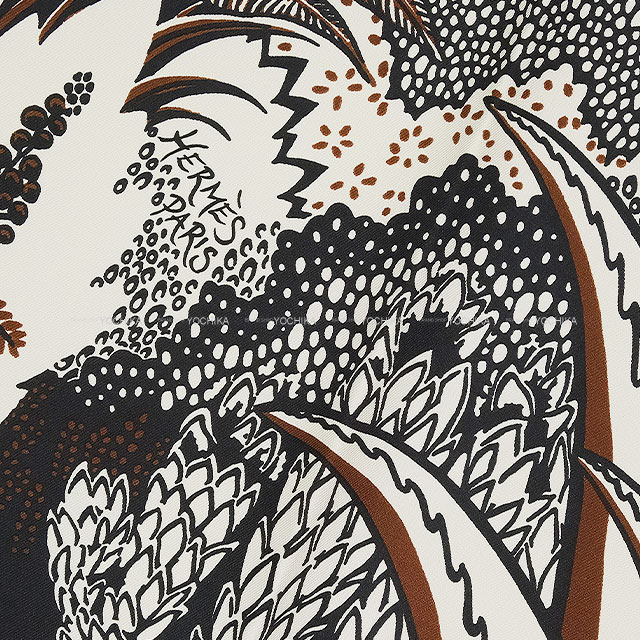 HERMES エルメス スカーフ カレ90 マウンテン ゼブラ マロン/黒