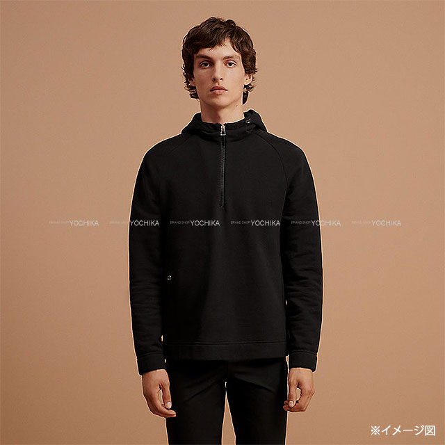 HERMES エルメス イタリア製フード付きジップパーカー ブラックL 渋谷並木橋店】HERMES エルメス パーカー フィット メンズ