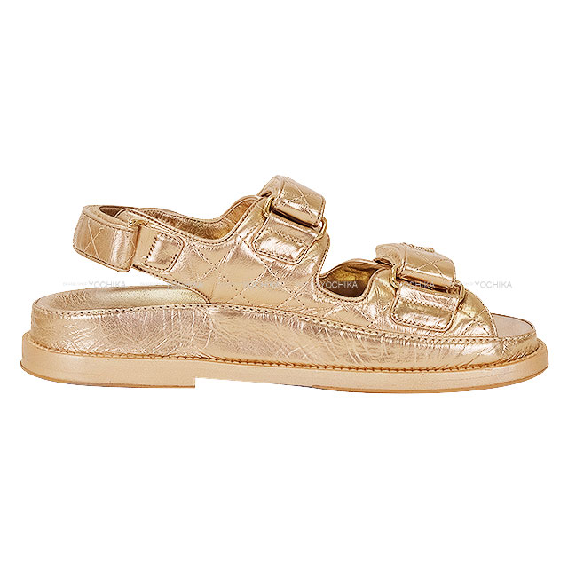 M*Z様 CHANEL マトラッセ サンダル ココマーク シャネル 美脚 オレン CHANEL Black Leather Matelasse Coco Mark Thong Sandals Beige