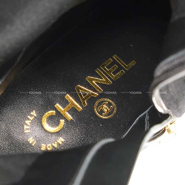 【箱・付属品付】CHANEL シャネル　ブラック ハイヒール　37C CHANEL シャネル オープントゥパンプス レザー チェーン