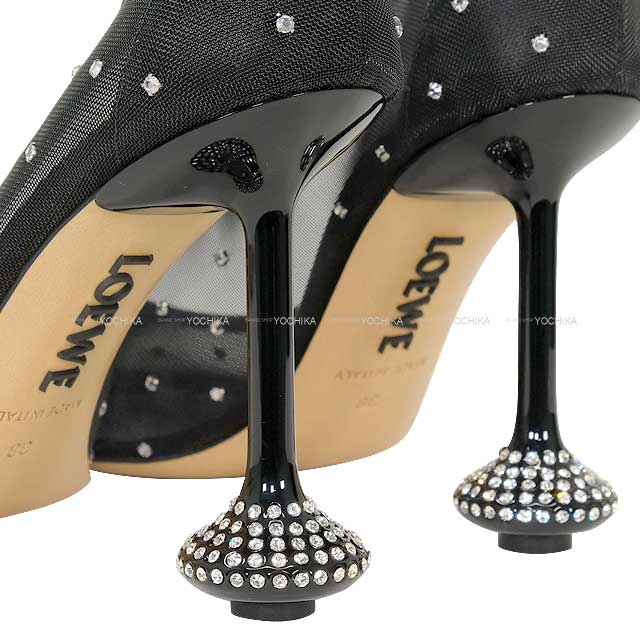 美品　LOEWE ロエベ　トイパンプス　レザー　ブラック　ヒール 2023年秋冬 LOEWE ロエベ パンプス トイ 90ヒール エンベリシュド