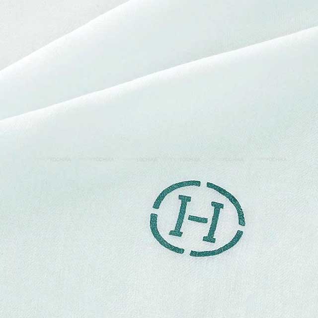 HERMES エルメス スカーフ ストール ナオシマ ブルージーン/白