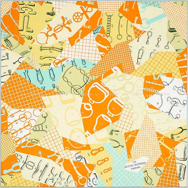 2023年春夏 HERMES エルメス スカーフ カレ70 レプティパピエ ジョーヌ